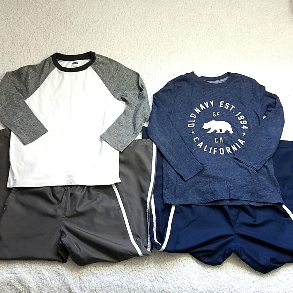 Boy's bundle of Coordinated Sweat pants and long sleeve tees. Size 6/7